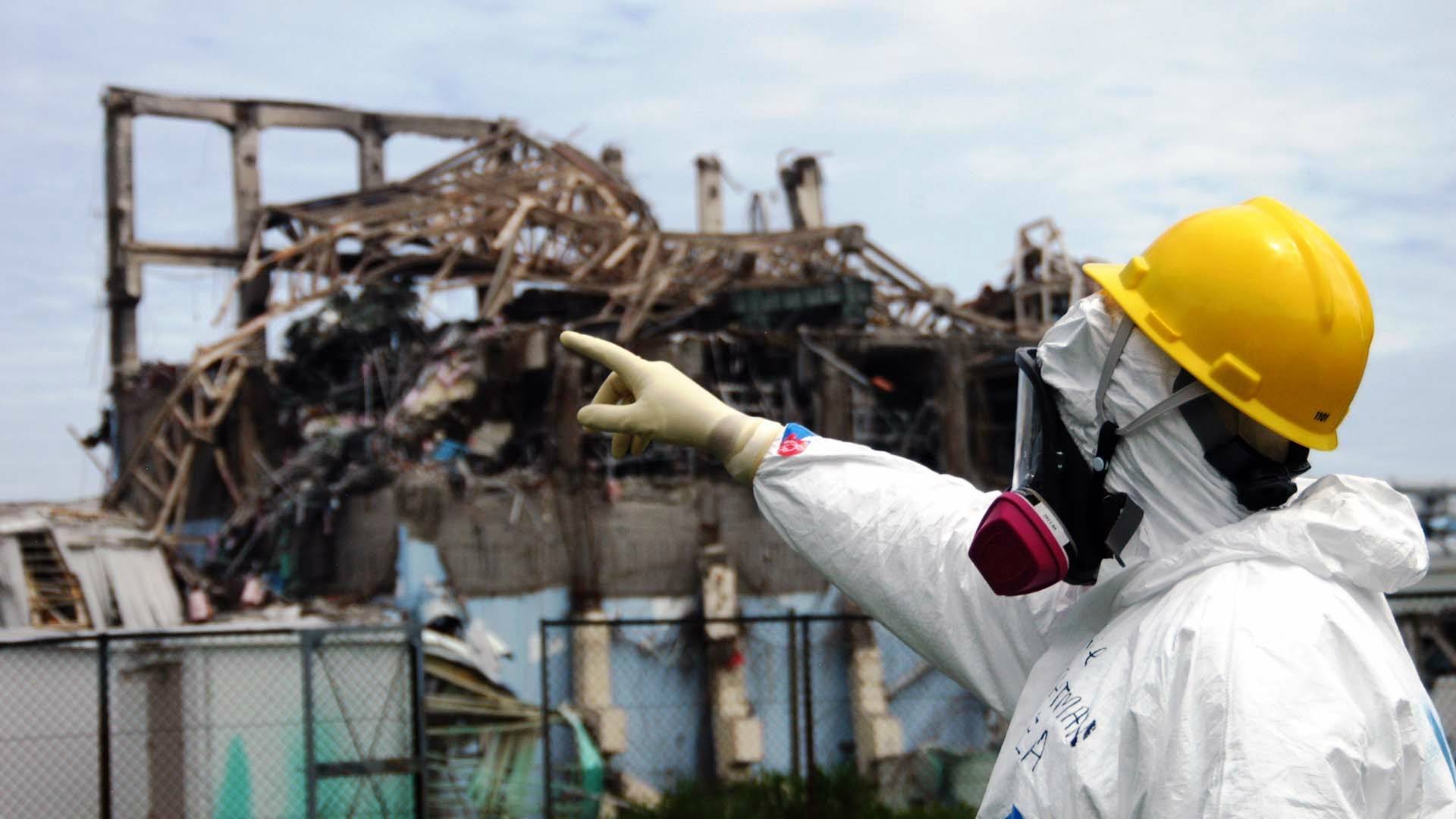 Un décontaminateur sur le site de Fukushima